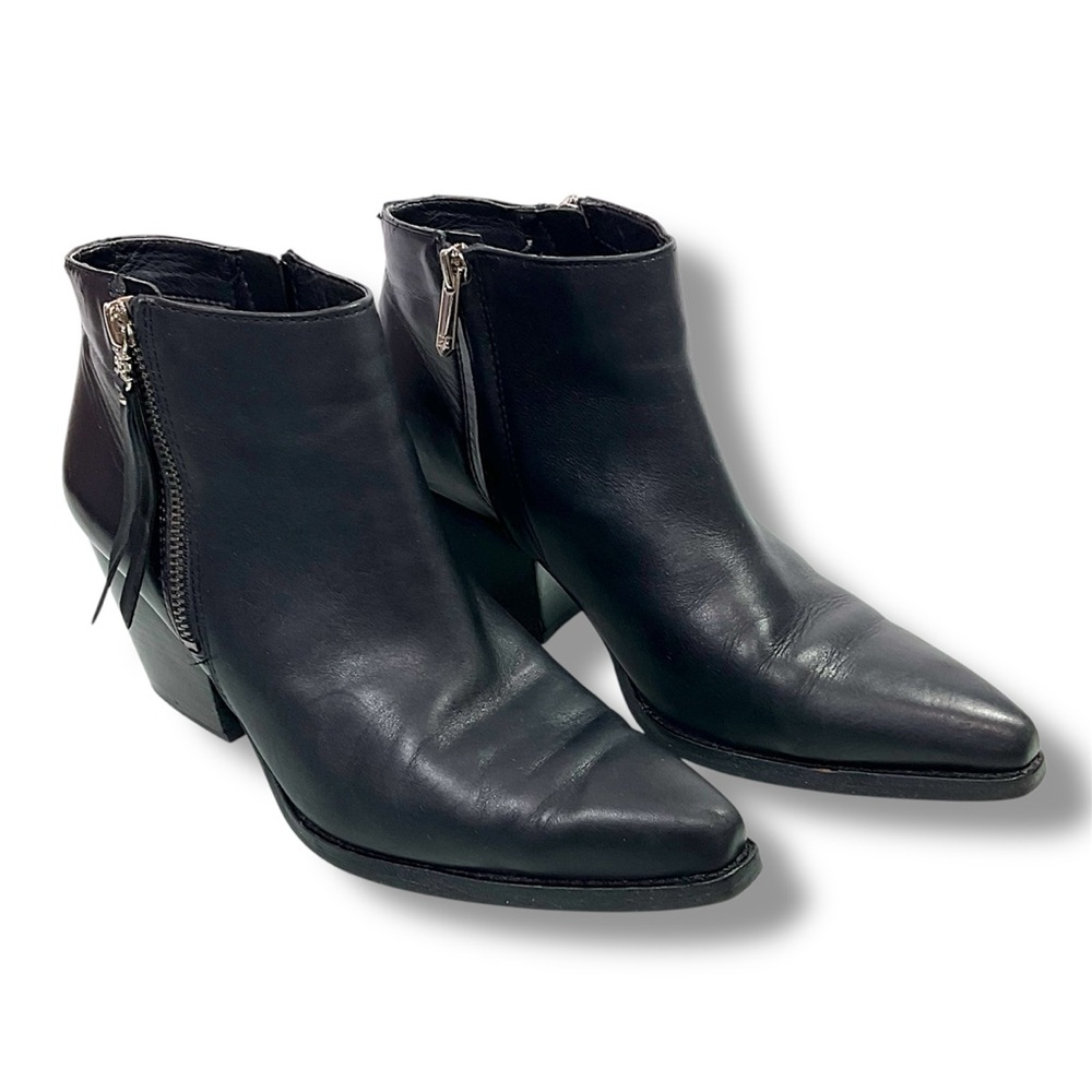 Sam Edelman Leather Walden Western Style Double Zip Ankle Boots